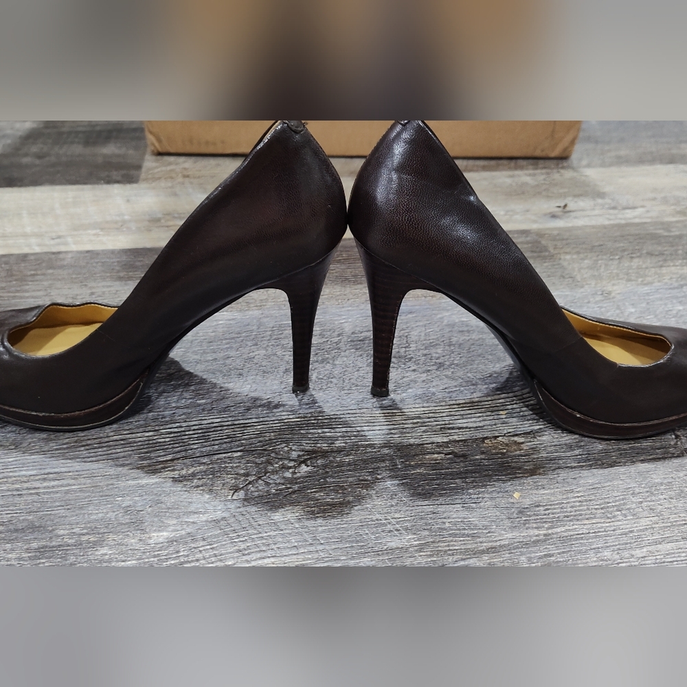 Nine West Fortonight women size 6.5M brown leather heels stiletto pumps - Picture 7 of 10
